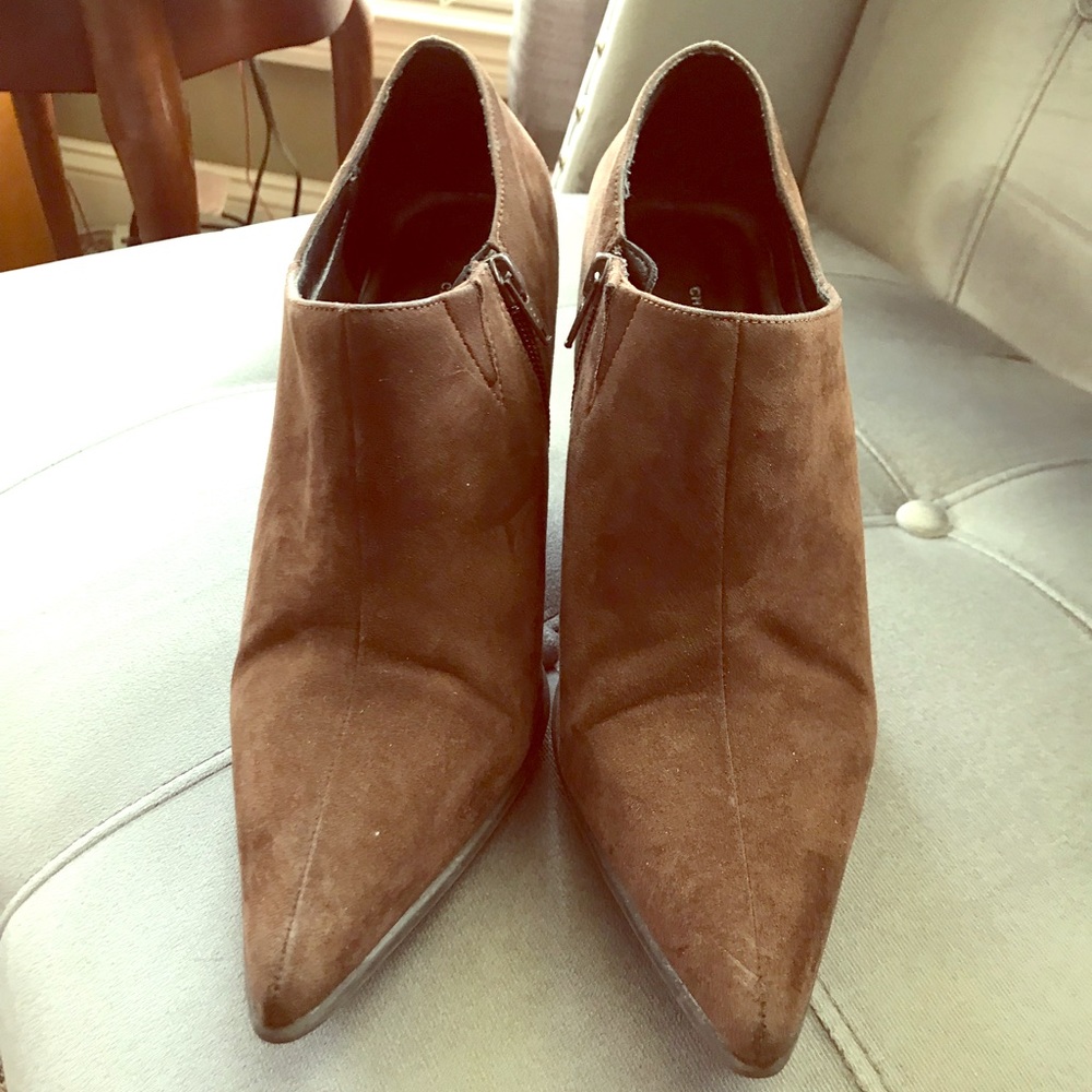 Brown suede booties